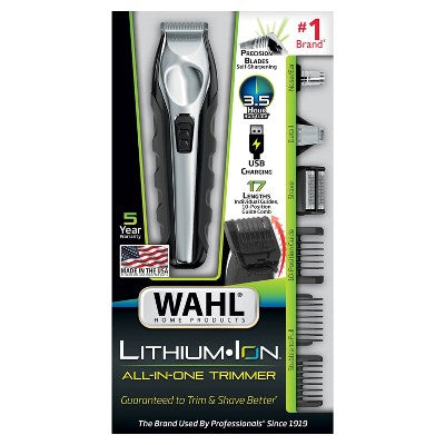 Wahl Lithium Ion All In One Cordless Rechargeable Electric Beard Trimmer, Shaver, Detailer, Nose Trimmer - Imperfect Box