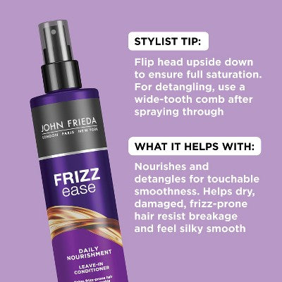 John Frieda Frizz Ease Daily Nourishment Leave-In Conditioner Spray for Frizz-Prone Hair 8 fl oz - Imperfect Container