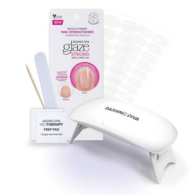 Dashing Diva Glaze Semi-Cured Gel Nail Polish Strips Starter Kit Clear 32ct - Imperfect Box
