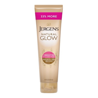 Jergens Natural Glow Brightening Daily Moisturizer + Self Tanner Tanning Lotion 10 fl oz - Imperfect Container