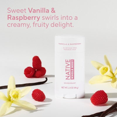 Native Whole Body Solid Deodorant Vanilla & Raspberry 2.4oz - Imperfect Container