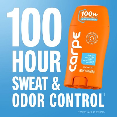 Carpe Women's 100HR Sweat & Odor Control Antiperspirant Deodorant Fresh Powder 1.76oz - Imperfect Container