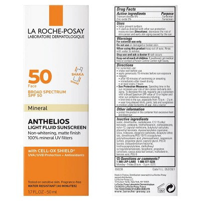 La Roche Posay Anthelios Ultra-Light Fluid Mineral Face Sunscreen SPF 50 1.7 fl oz - Imperfect Box