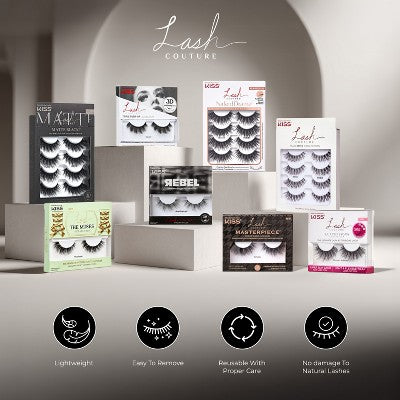Kiss Lash Couture Matte Black False Eyelashes Matte Twill Lashes 4ct - Imperfect Box