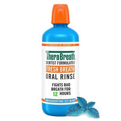 TheraBreath Fresh Breath Mouthwash Alcohol-Free Icy Mint 33.8 fl oz - New