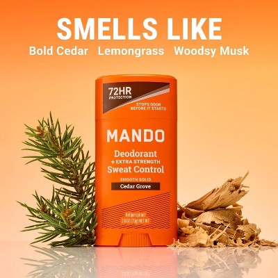 Mando Deodorant Plus Sweat Control Extra Strength Smooth Solid Stick Cedar Grove 2.6oz - Imperfect Container