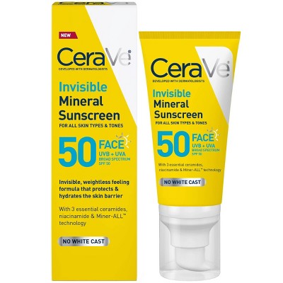 CeraVe Invisible Mineral Face Sunscreen SPF 50 1.62 fl oz - Imperfect Box