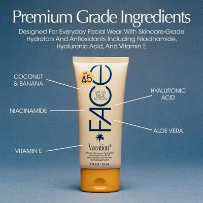 Vacation Sunscreen Classic Face Lotion SPF 45 3 fl oz - Imperfect Container