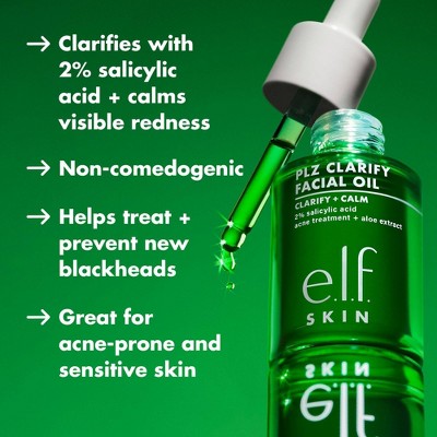 e.l.f. SKIN PLZ Clarify Facial Oil 2% Salicylic Acid Acne Treatment + Aloe Extract 1 fl oz - Imperfect Box