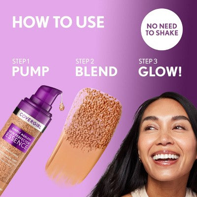 COVERGIRL Simply Ageless Skin Perfector Essence Vegan Foundation 80 Deep 1 fl oz - Imperfect Container