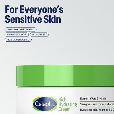 Cetaphil Rich Hydrating Face Cream Moisturizer with Hyaluronic Acid 1.7oz - Imperfect Box
