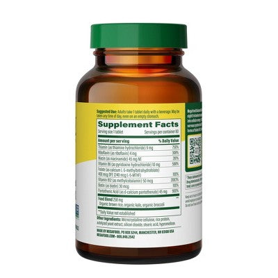 MegaFood Balanced B Complex Vitamins Vegan Tablets 60ct - New