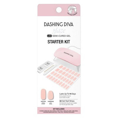 Dashing Diva Glaze Semi-Cured Gel Nail Polish Strips Starter Kit Pale Blush 32ct - Imperfect Box