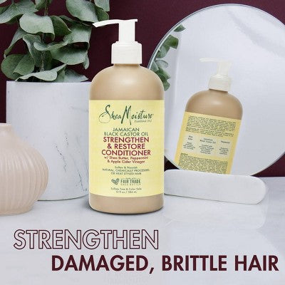 SheaMoisture Shampoo & Conditioner Bundle for Damaged Hair, 100% Pure Jamaican Black Castor Oil 26oz/2pk - Imperfect Box