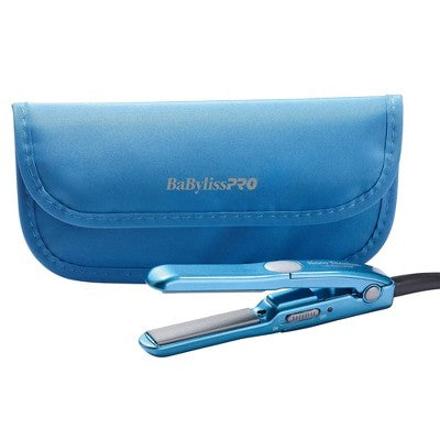 BaBylissPRO Nano Titanium Mini Flat Iron & Pouch Blue - New