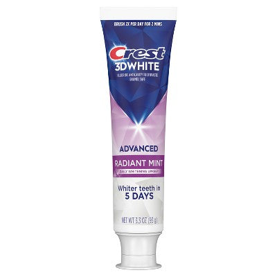 Crest 3D White Advanced Teeth Whitening Toothpaste - Radiant Mint 3.3oz/3pk - Imperfect Box