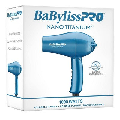 BaBylissPRO Nano Titanium Travel Hair Dryer Blue - Imperfect Box