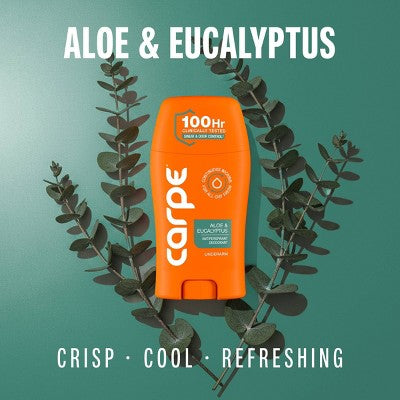 Carpe Men's 100HR Sweat & Odor Control Antiperspirant Deodorant Aloe & Eucalyptus 1.76oz - Imperfect Container