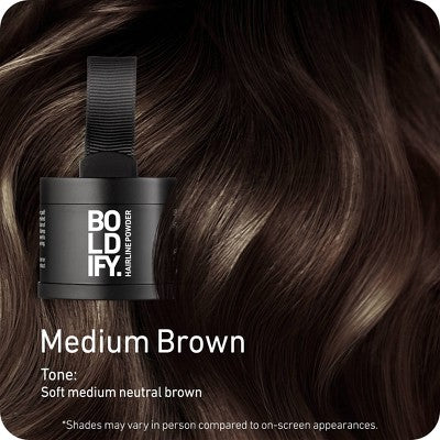 BOLDIFY Root Touch Up Powder with Brush Covers Grays Medium Brown - Imperfect Box