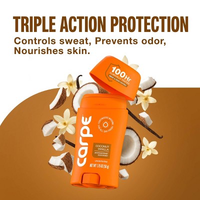 Carpe Women's 100HR Sweat & Odor Control Antiperspirant Deodorant Coconut Vanilla 1.76oz - New