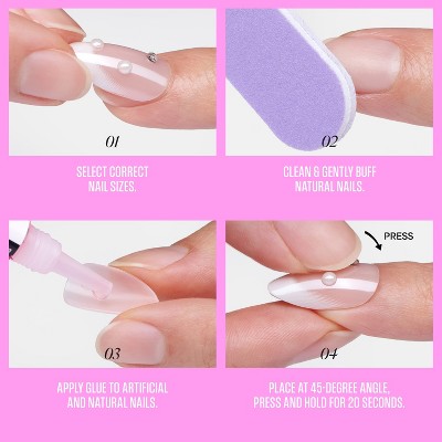 Kiss Glam Jeweled Press-On Fake Nails Medium Almond Breeze of Bliss 35ct - Imperfect Box