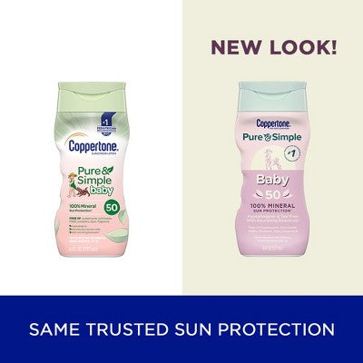 Coppertone Pure & Simple Baby Mineral Sunscreen SPF 50 6 fl oz - New