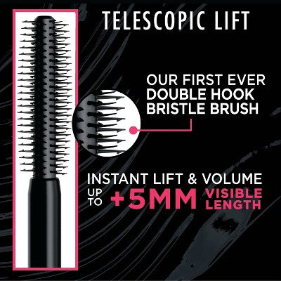 L'Oreal Paris Telescopic Lift Volumizing Mascara 36HR Wear Black 991 0.33 fl oz - New