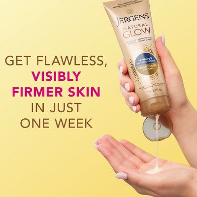 Jergens Natural Glow Skin Firming Moisturizer/Sunless Self Tanning Medium To Tan 7.5 fl oz - Imperfect Container