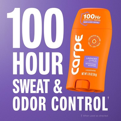 Carpe Women's 100HR Sweat & Odor Control Antiperspirant Deodorant Lavender Citrus 1.76oz - Imperfect Container