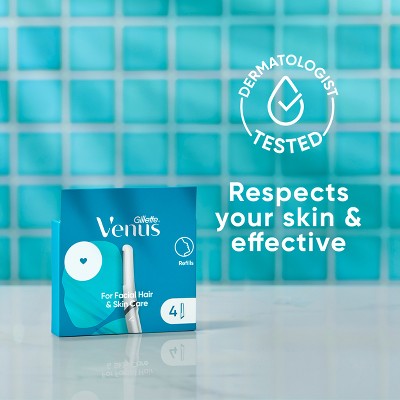 Venus for Facial Hair & Skin Care Exfoliating Dermaplaning Razor Blade Refills 4ct - New
