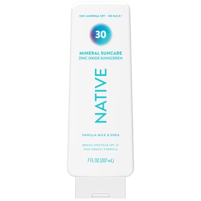 Native Mineral Sunscreen with Zinc Oxide Vanilla Milk & Shea SPF 30 7oz - Imperfect Container