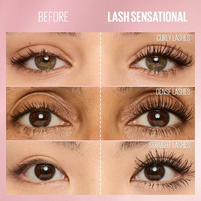 Maybelline Lash Sensational Lengthening Waterproof Mascara Very Black 0.32 fl oz - New