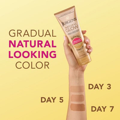 Jergens Glow Daily Moisturizer + Sunless Self Tanner Tanning Lotion Fair To Medium 7.5 fl oz - Imperfect Container