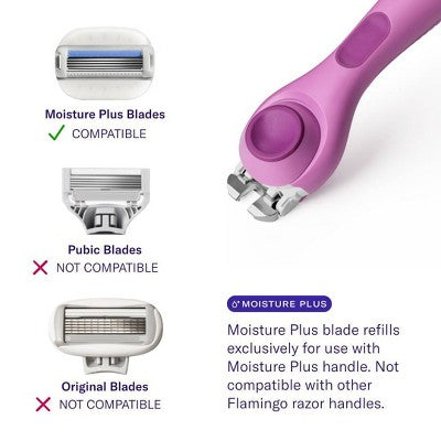 Flamingo Moisture Plus Women's Razor with 2 Razor Blade Cartridges - New