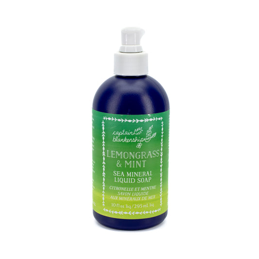 captain blankenship Lemongrass & Mint Sea Mineral Liquid Soap 10oz - New