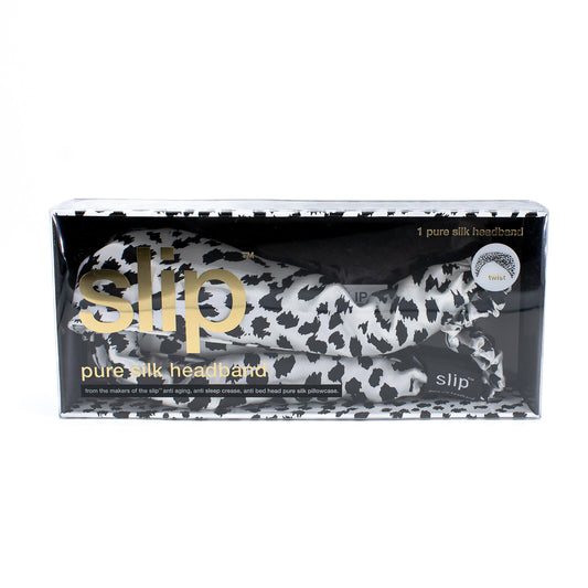 slip Pure Silk Twist Headband BLACK + WHITE LEOPARD 1 piece - New
